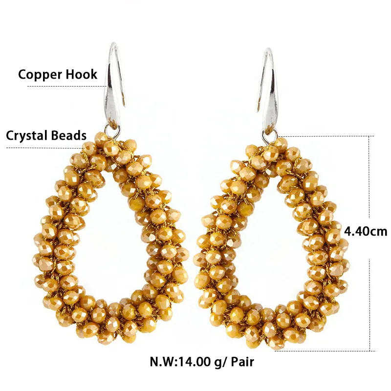 

Sehuoran Dangle Earrings For Woman Crystal Faceted Beads Handmade Big Earring Long Pendants Hot Sale Jewelry Brincos