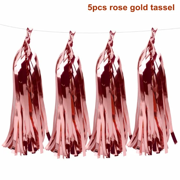 5pcs Tassels С днем рождения Свадебные украшения прозрачный розовое золото воздушный шар "Конфетти" надувные Globos воздушный шар Детские вечерние принадлежности - Цвет: 5pcs Tassels