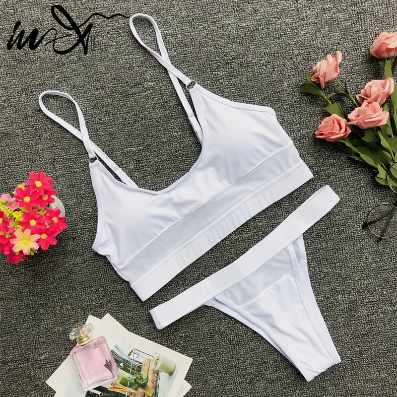In X Mesh Прозрачные бикини 2019 mujer стринги купальники женские Купальники Пуш Ап