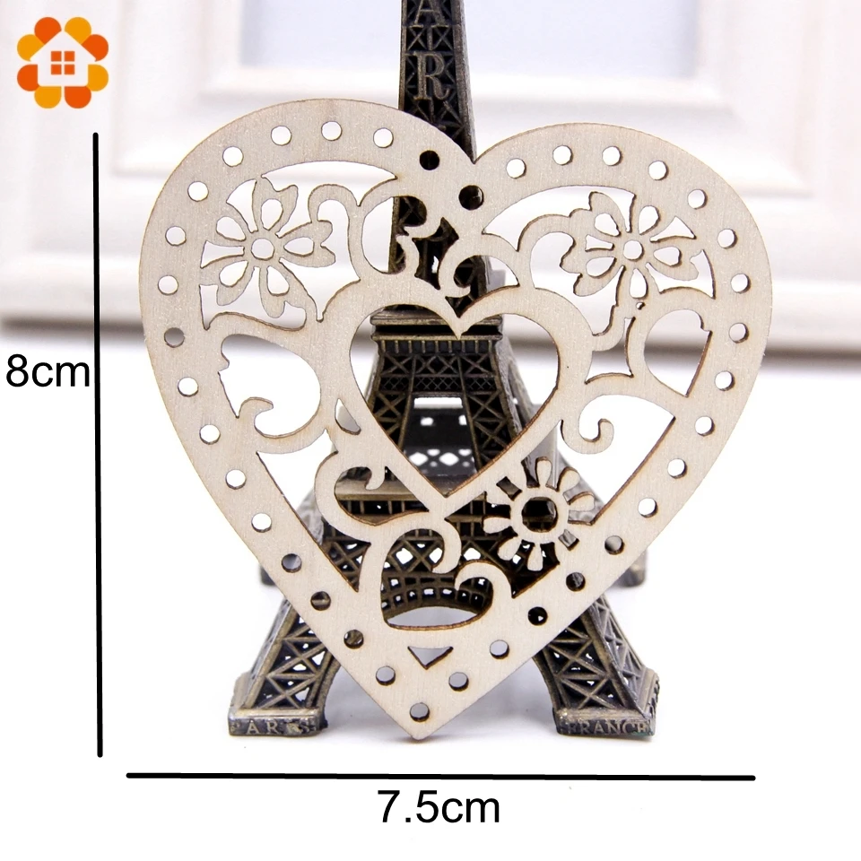 

10 шт., деревянные подвески в форме сердца