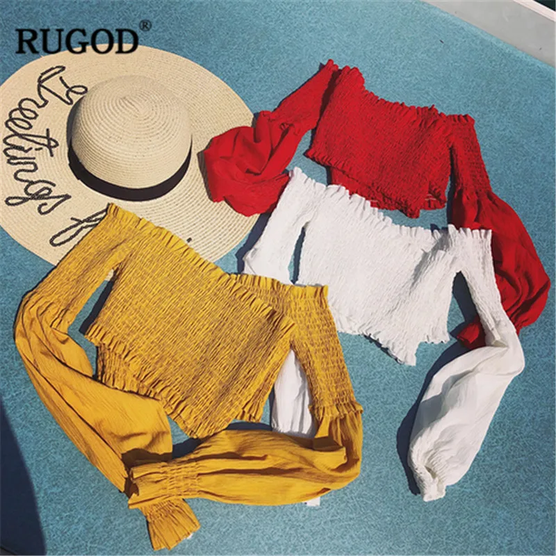 Женская блузка с рюшами RUGOD облегающая плиссированная вечерняя длинными