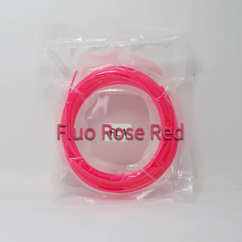 Fluo Rose Red 10 метров Pla 1,75 мм нити печатные материалы пластик для 3d принтера Ручка нити заправки 3d печать волочение нити - Цвет: Fluo Rose Red