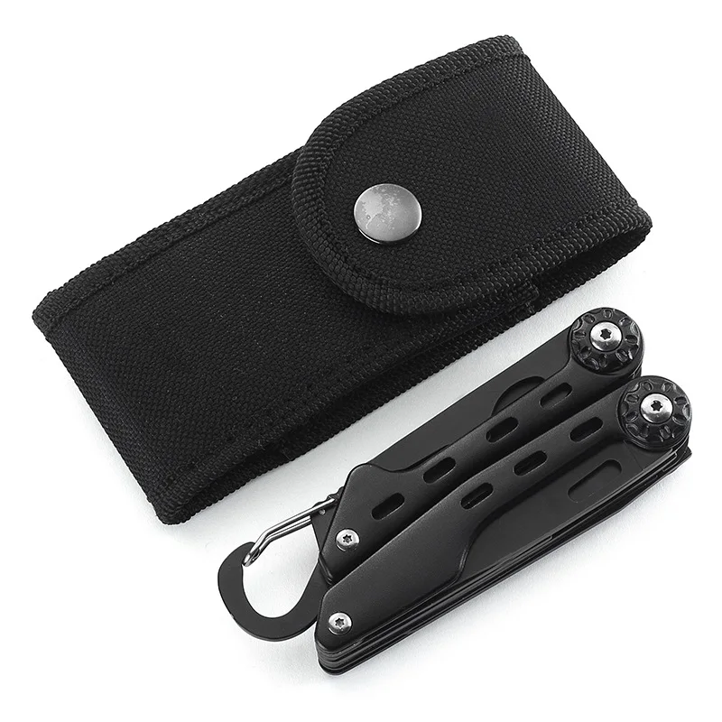 

10 in 1 Multifuncaton Pliers Outdoor Folding portableTool all-black belt mountaineering buckle Pocket knife