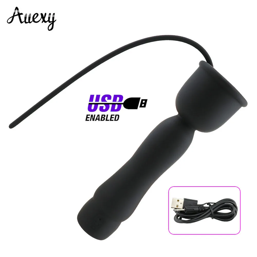 

AUEXY 10 Vibration Frequency Silicone Penis Plug Uretral Sound Catheter Urethral Vibrator Dilators Sounding Sex Toys Urethra