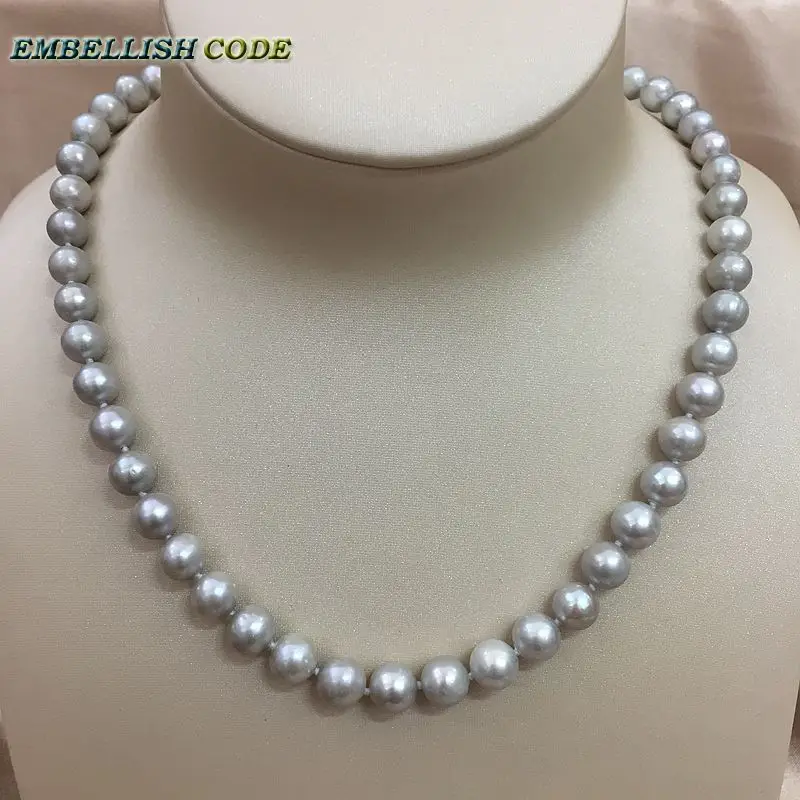 Классическое ожерелье чокер из натурального пресноводного жемчуга 8 9 мм|necklace