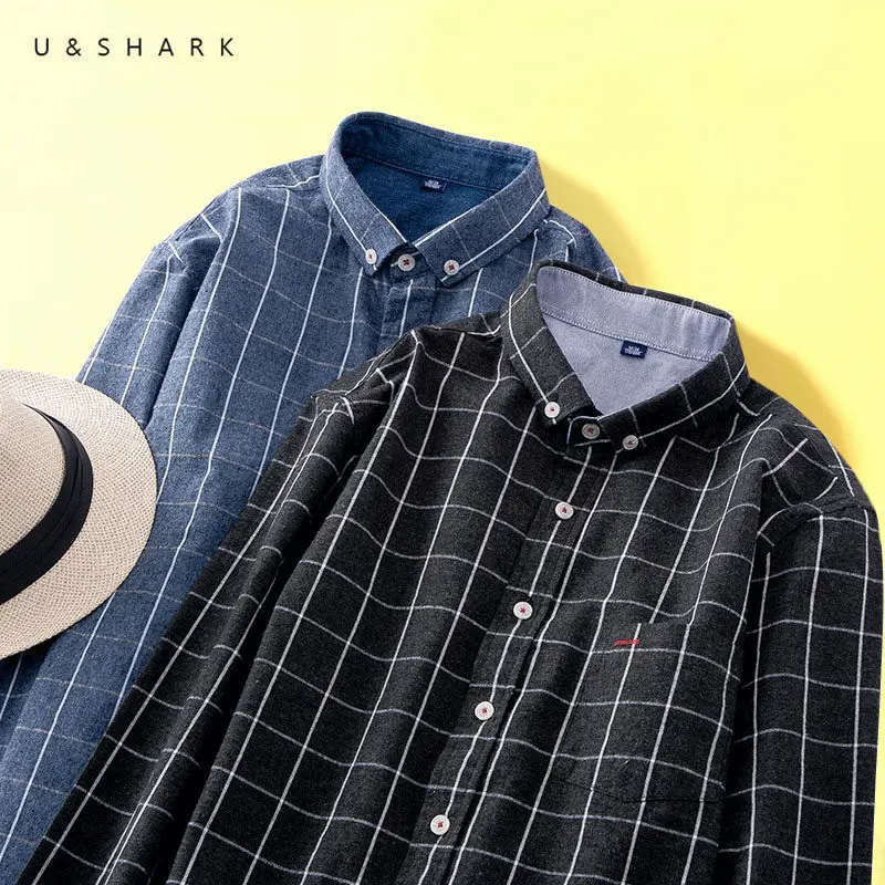 Мужская Фланелевая рубашка в клетку с длинным рукавом 100% хлопок | одежда