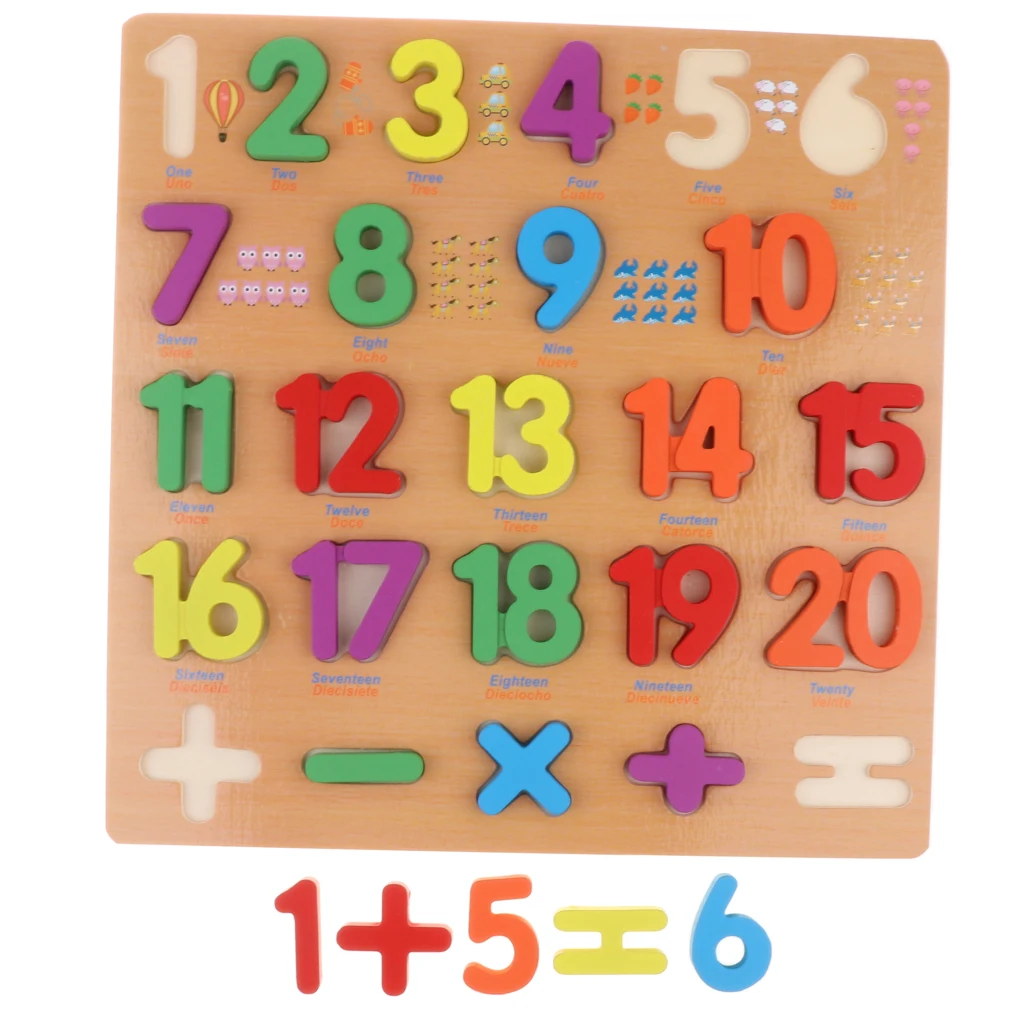 

Wooden Matching 1-20 Numbers Blocks Puzzle Board Developmental Toy for Kids