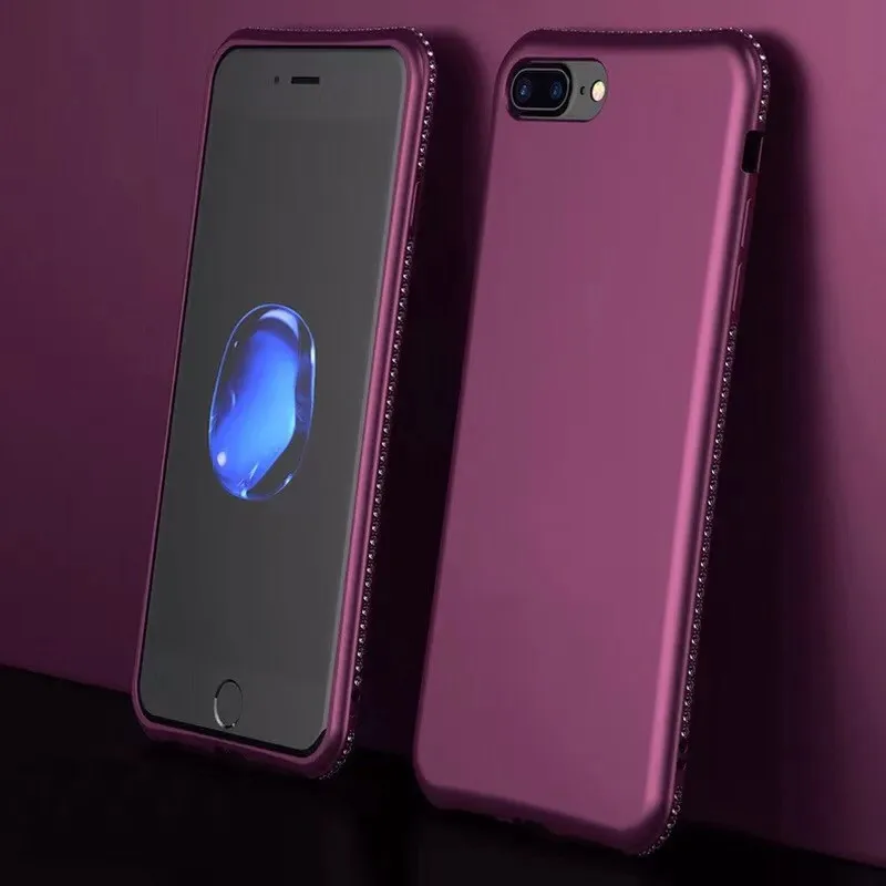 Силиконовый чехол для Samsung Galaxy S8 S9 Plus Блестящий Матовый роскошный с бриллиантами