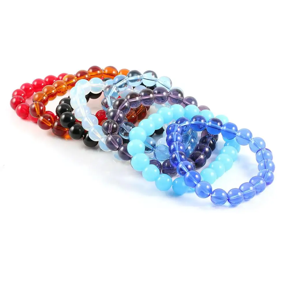Модные красочные браслеты 10 мм из стекла и бусин браслет с веревкой расстоянием