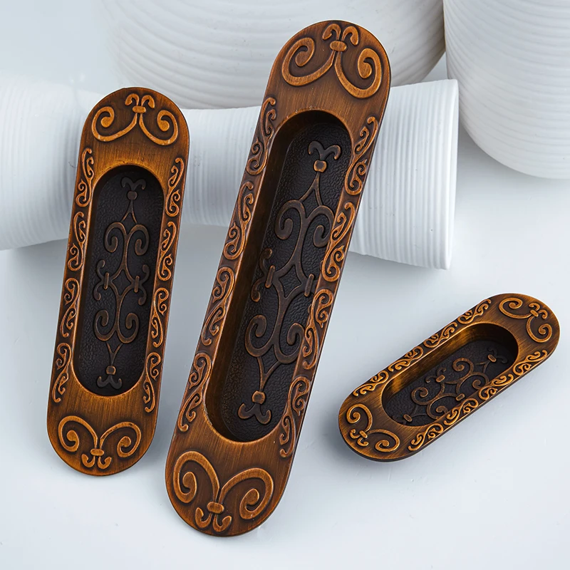 

High Quality 2PCS European Sliding Door Handles Cupboard Wardrobe Concealed Hidden Recessed Flush Handles Sliding Cabinet Pulls