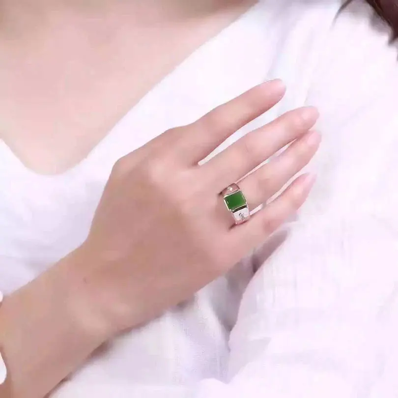

Man ring Natural Jasper rings jade gemstone genuine solid 925 sterling silver real men Jewelry