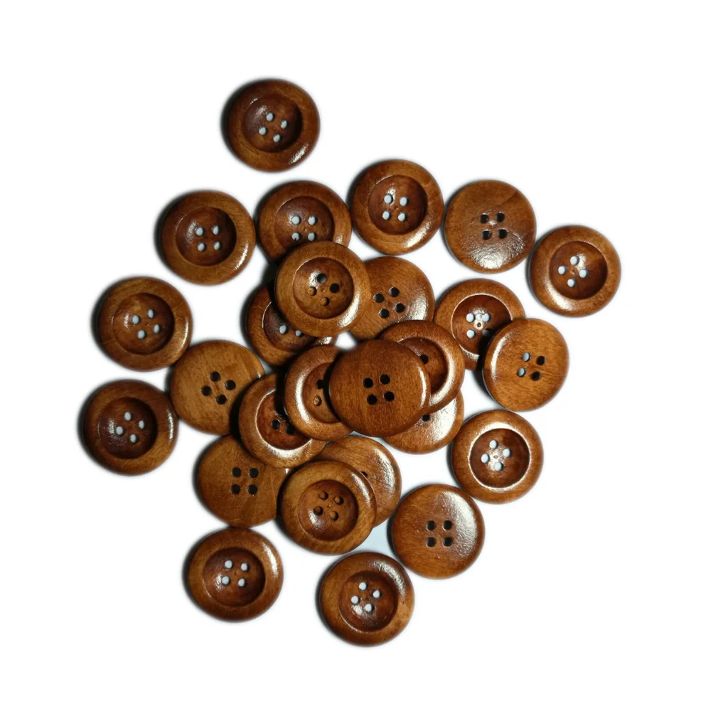 

50PCS 4 Holes Round Wood Sewing Buttons DIY Clothing Sewing Accessories Wooden Buttons 25mm(1") Dia Scrapbooking Embellishments