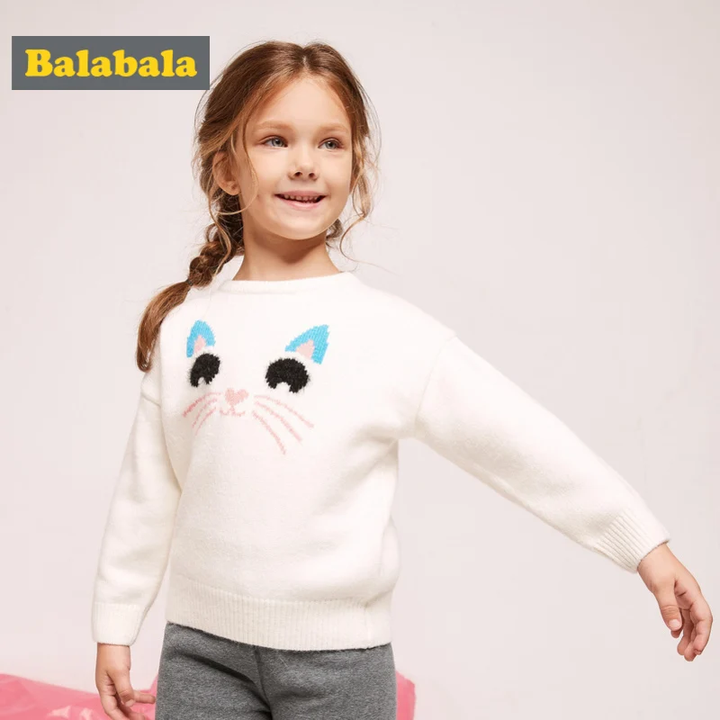 Balabala/мягкий вязаный свитер для маленьких девочек с аппликацией Детский пуловер