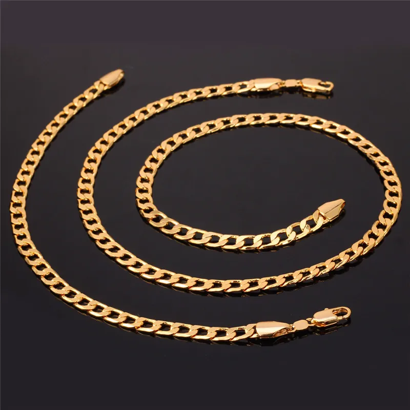 Мужской набор браслетов и ожерелье с штамп Модные мужские цепи винтажные 5 мм 55 см