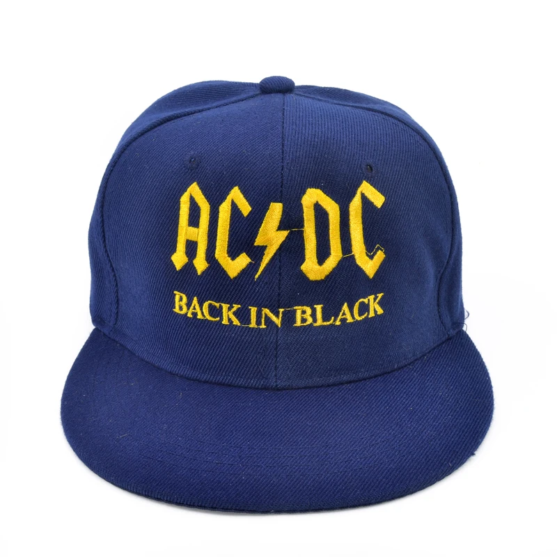 Новинка, AC/DC, бейсбольная кепка, рок, хип-хоп кепка, мужская, acdc, snapback, шапка с вышивкой, надпись, повседневная, DJ, рок Кепка - Цвет: Тёмно-синий