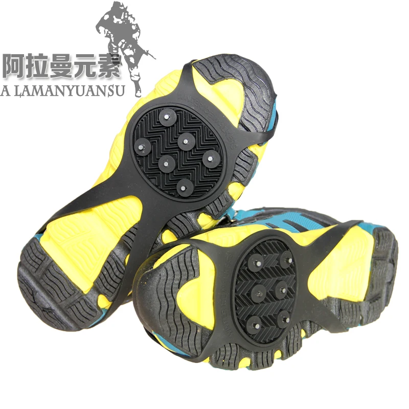 

Small Children size Spikes Ice Grippers Anti-Slip Protectors 6 teeth crampons children drop antiskid shoe covers Authen