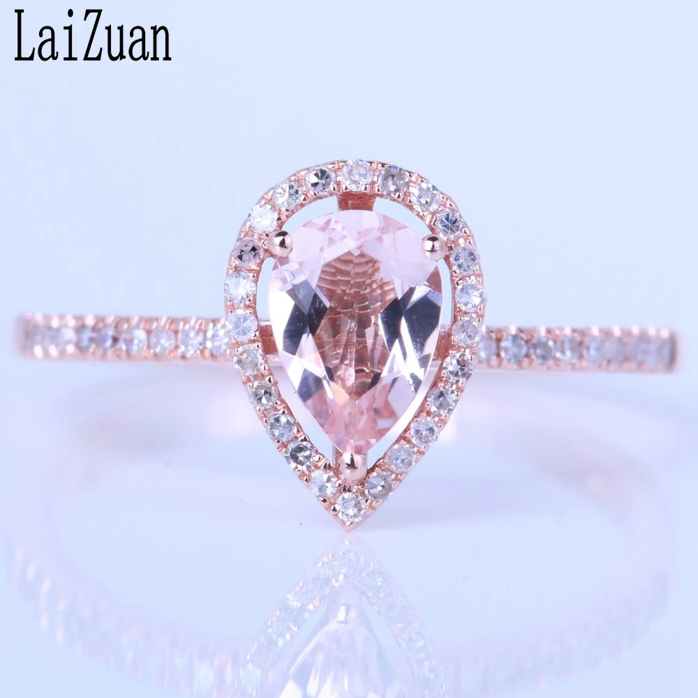 LaiZuan Твердый 14k розовое золото сертифицировано груша 0.54ct Природный морганит