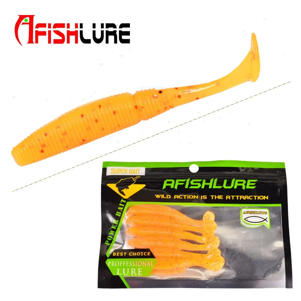 6 шт./лот Noctilucous Shad T Tail мягкий червь 75 мм 3g Paddle Taills искусственная приманка для