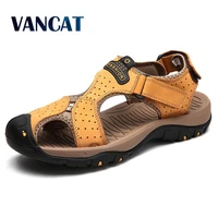 brand genuine leather mens shoes summer mens sandals men sandals fashion outdoor beach sandals and slippers big size 38 47