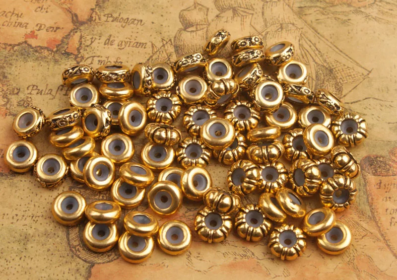 

24PCS Antiqued Gold Color Metal Rubber Stopper Beads fits 3mm Charm Bracelet,Free Shipping