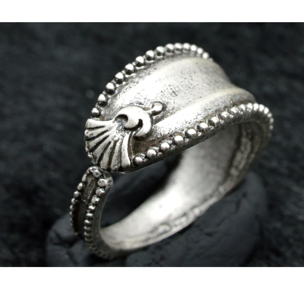 Винтажное серебряное кольцо с ложкой ручной работы регулируемое R 12 1 шт.|spoon rings|ring
