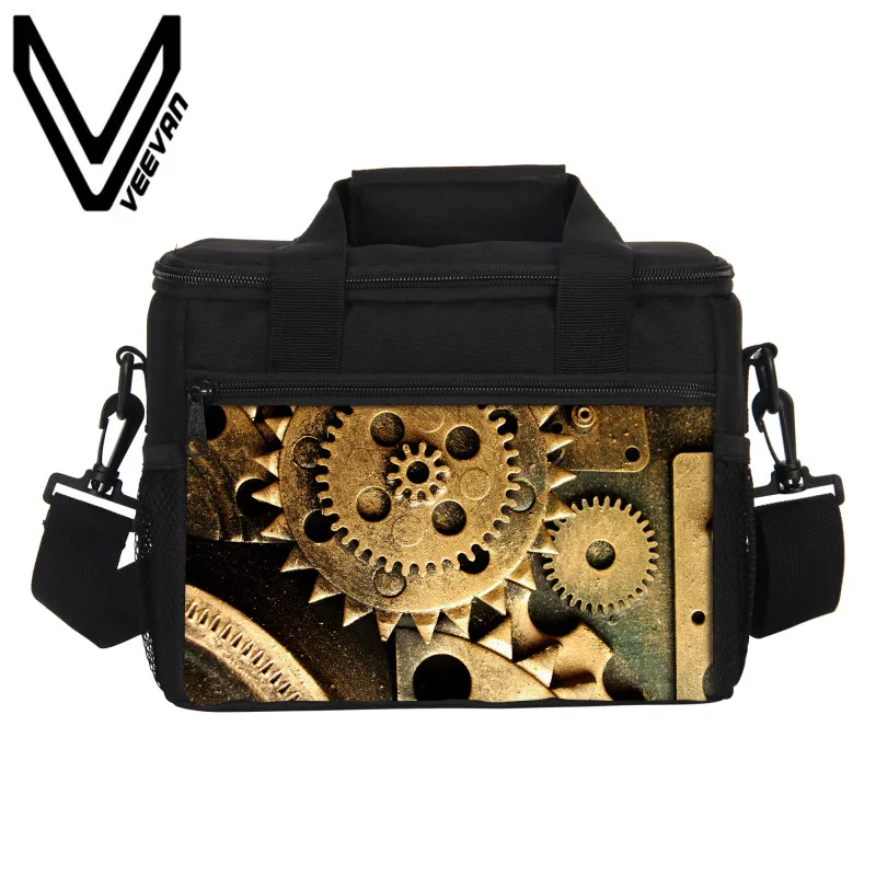 

Vintage 3D Printing Lunch Bags Rock Thermo Portable Insulated Bags Thermal Lunch Box Food Storage Container Picnic Handbags