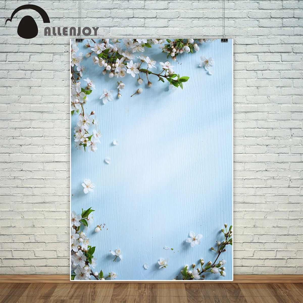 Allenjoy фоны для фотостудии синяя деревянная доска маленькие белые цветы свежий