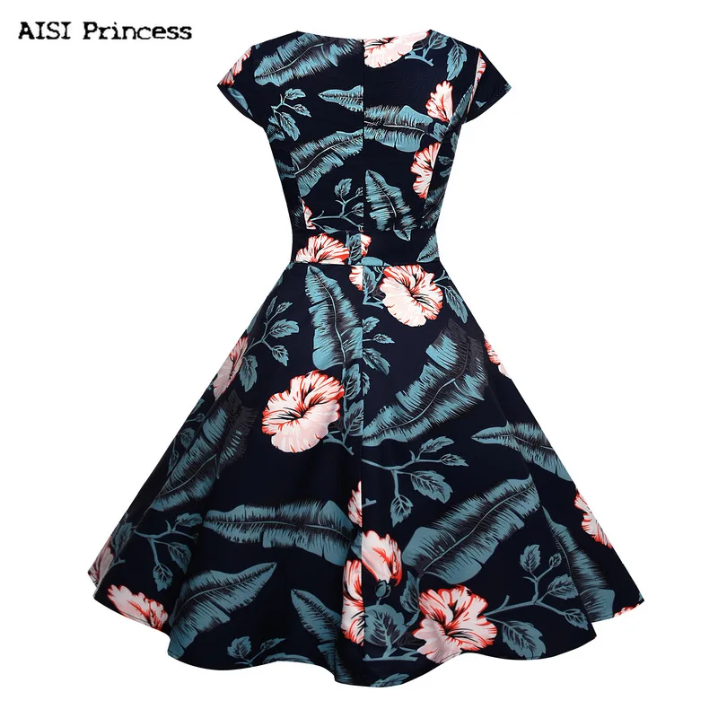 Летние платья хит продаж винтажное платье с короткими рукавами и принтом Хепберн