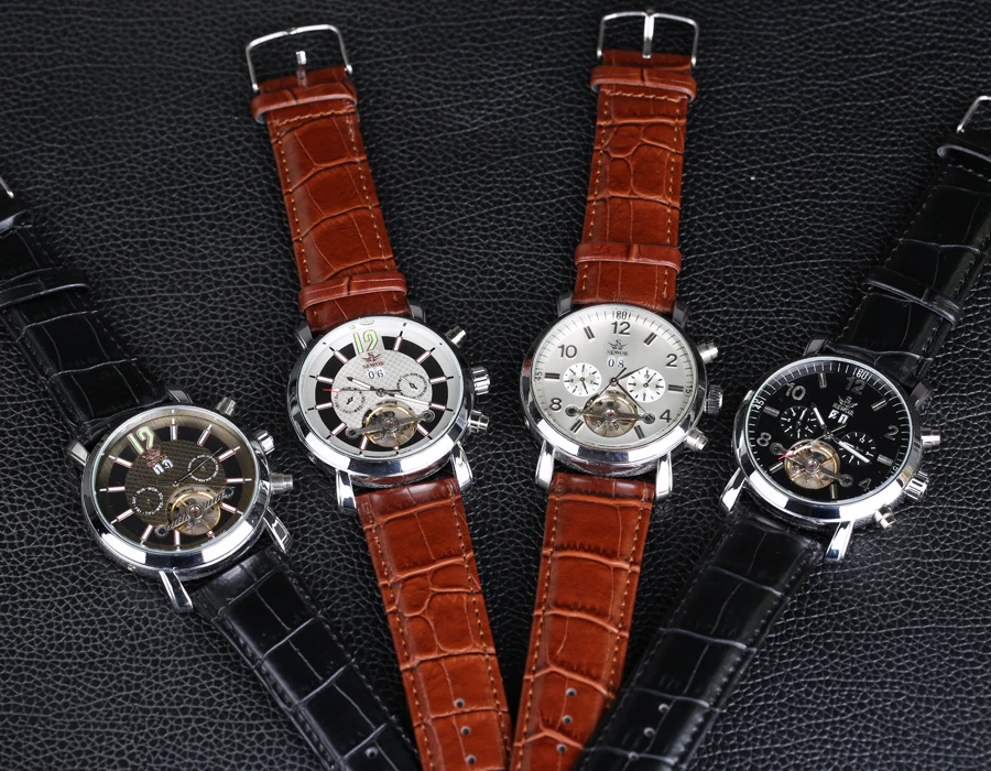 

SEWOR luxury brand Men Watches tourbillon Clock 6 Hands 2 sub-dials Rotate Automatic Mechanical Watch Date leather Wristwatch