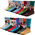 Носки мужские длинные из хлопка, жаккардовые, с рисунком Ван Гога