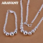 Новая мода 925 серебряные ювелирные наборы женские большие и маленькие бусины браслеты ожерелья цепи