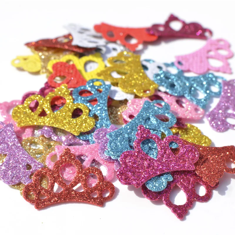 

80Pcs Mixed Glitter Fabric Patches Glitter Crown Applique for Craft/Clothes DIY Scrapbooking Accessories K49