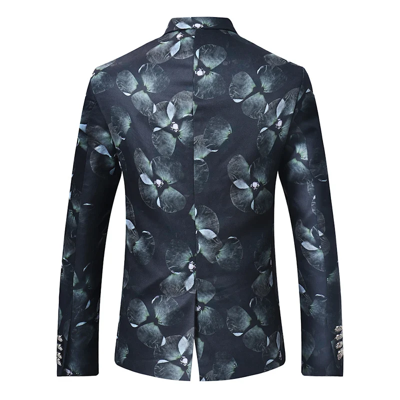 Плюс Размеры Для мужчин S цветочный пиджак Slim Fit Роскошный Homme элегантный печатных