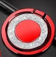 Red Сверкающий блеск 360 ° палец ручка металлическое кольцо подставка держатель кронштейн для сотового телефона - Цвет: Red