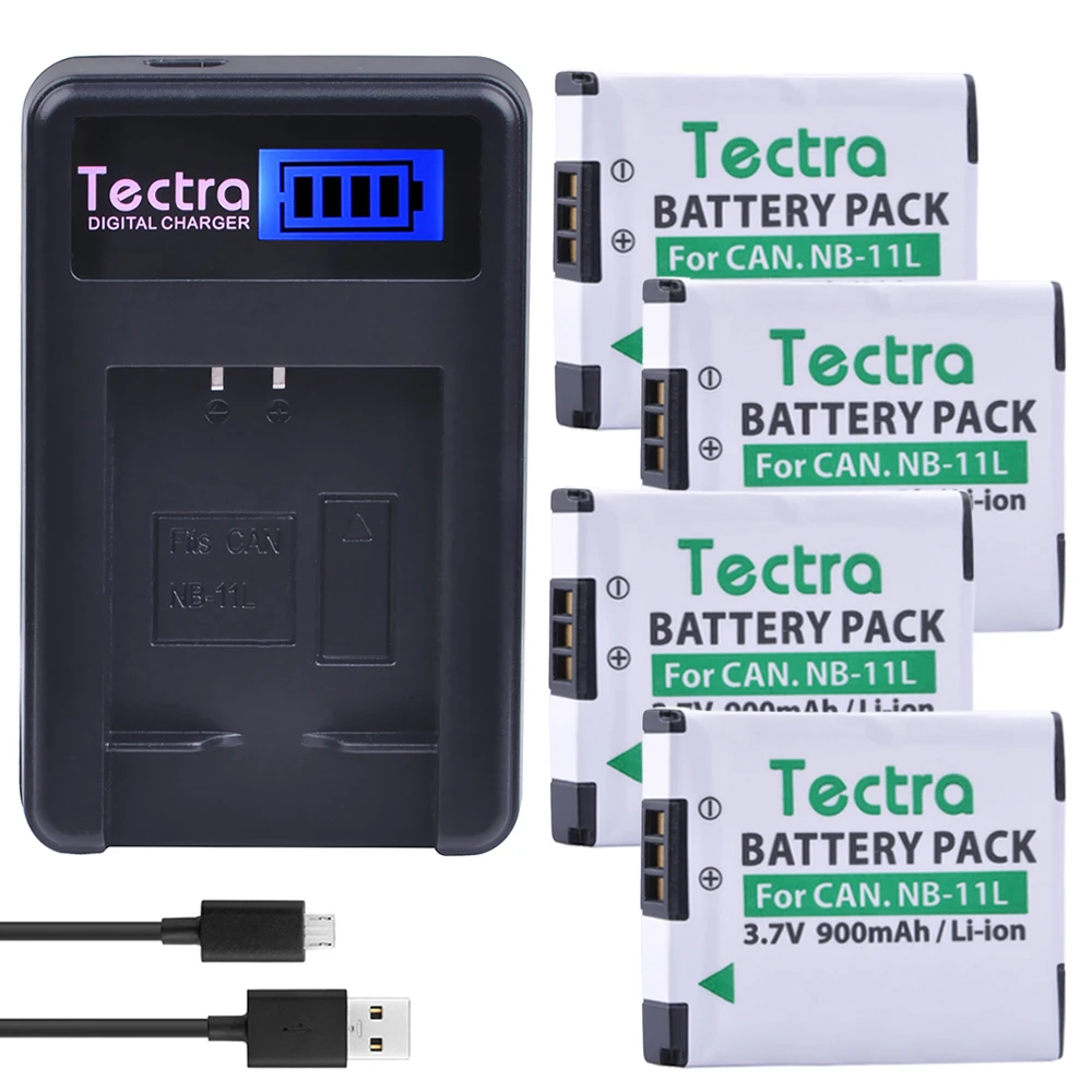 

4Pcs 3.7V NB-11L NB11L Battery + LCD USB Charger for Canon PowerShot A2500 A3500 A2400 IS A3400 IS A3500 IS ELPH 130 170 350 HS