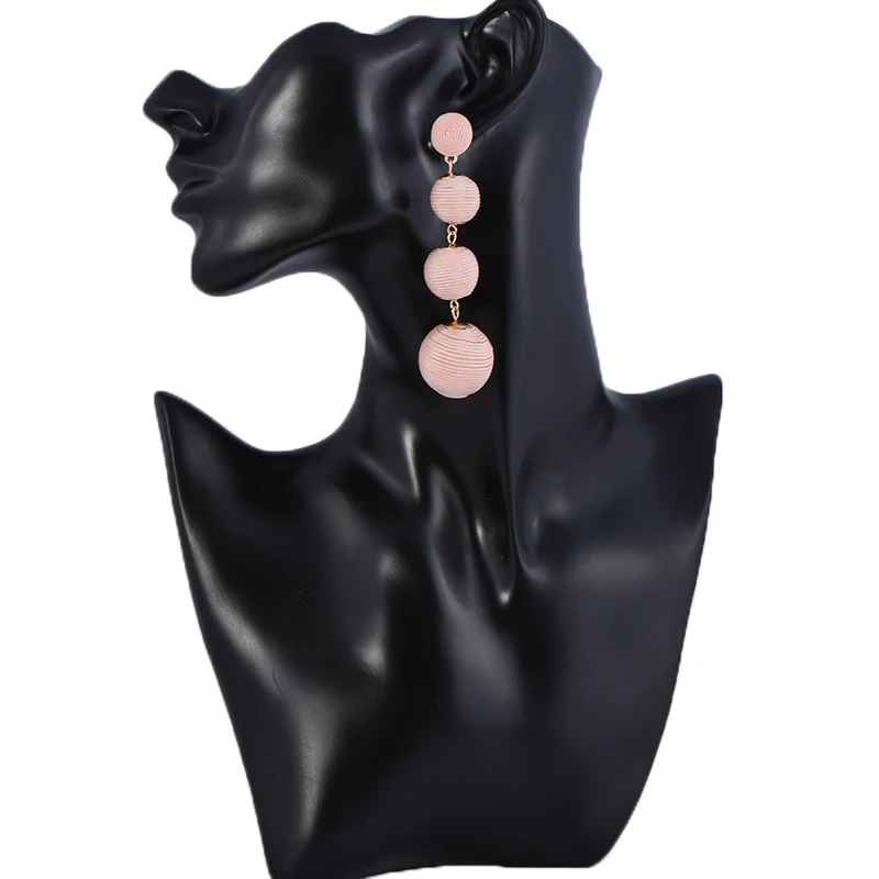 Мода 2017 г. Нитки круглый шар Длинные висячие серьги Для женщин длинные заявление