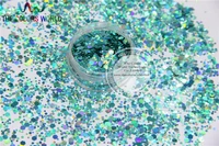 h2151 147 mix holographic blue colors hexagon shapes glitter for nail art and diy decoration