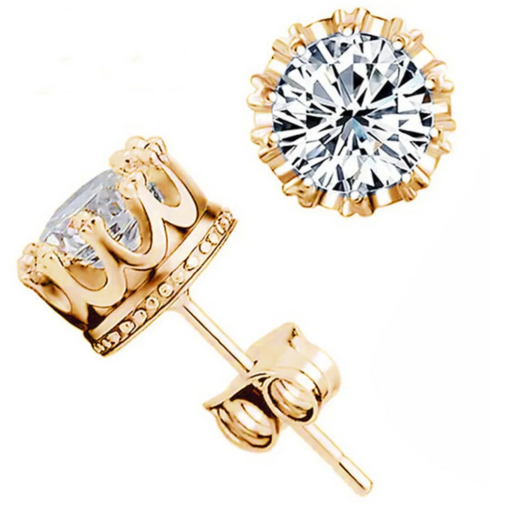 Женские серьги в форме сердца гвоздики короны с кристаллами из