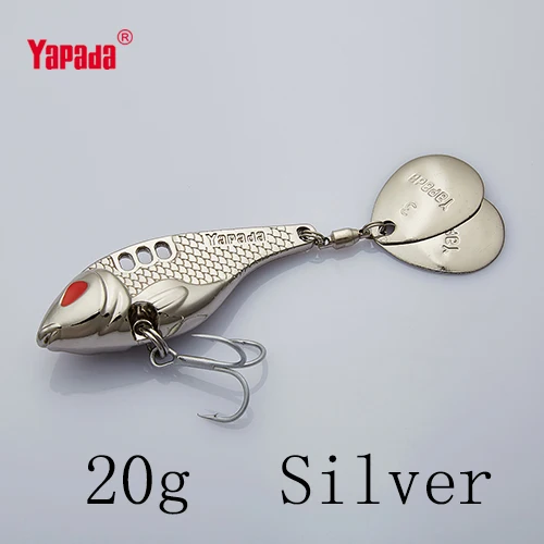 Silver 20g YAPADA VIB 301 Tycoon 10 г/15 г/20 г/25 г тройной крючок+ вращающиеся блестки 41 мм/47 мм/52 мм/55 мм многоцветный Металл VIB рыболовные приманки - Цвет: Silver 20g