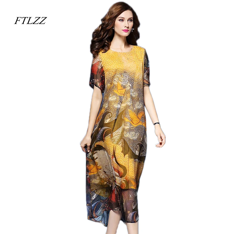 Весна Для женщин Этническая Стиль Платье с принтом модные элегантные Винтаж