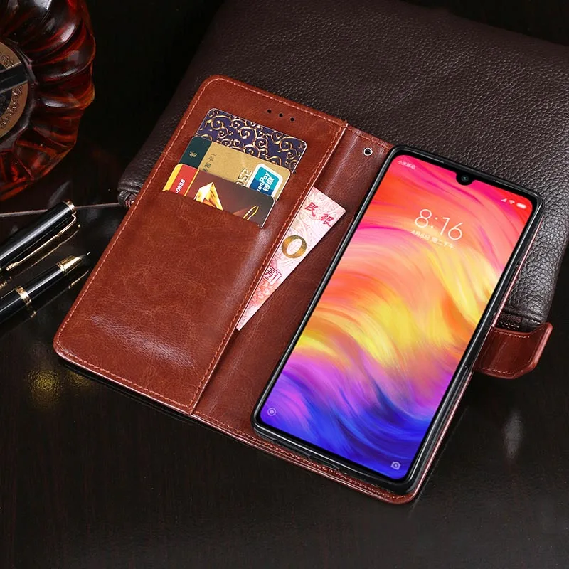 Чехол для Redmi Note 7 роскошный кожаный чехол телефона защитный флип кейс кошелек 6 3