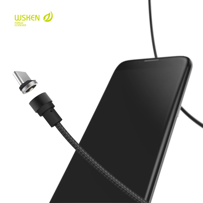 WSKEN Тип C USB Круглый Магнитный зарядный кабель для iPhone 6 7Plus samsung Xiaomi Micro и type-C USB C порты смартфонов устройства