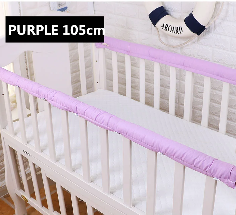Purple 105cm 2 шт./набор, однотонный цветной бампер для детской кроватки, утолщенная детская прикроватная Защитная планка, защита от столкновений, защитная планка для младенцев - Цвет: Purple 105cm