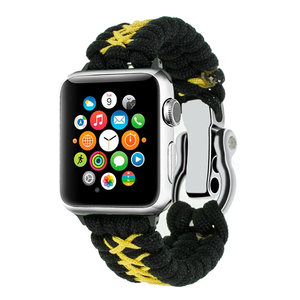 Ремешок нейлоновый Плетеный для Apple Watch SE модный браслет наручных часов серии 6 5 4 3