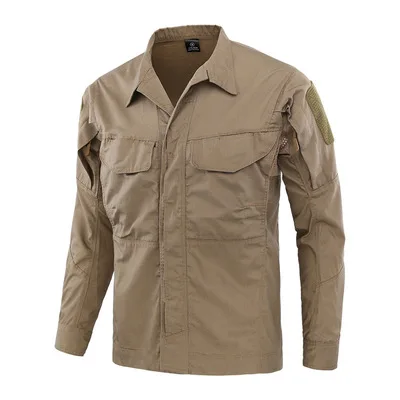 Khaki WOLFONROAD мужские камуфляжные военные тактические рубашки, уличная спортивная армейская форма, топы для пеших прогулок, рыбалки, одежда, боевая рубашка - Цвет: Khaki
