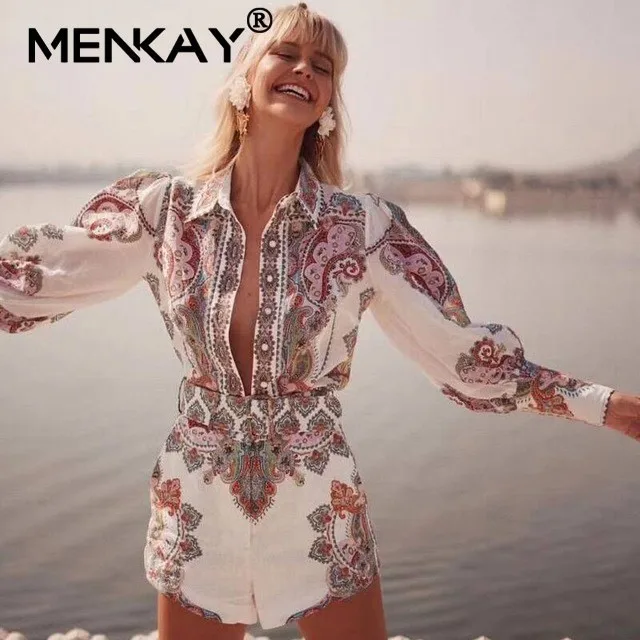 [MENKAY] 2019 летний винтажный Женский комплект из 2 предметов с принтом одинаковые
