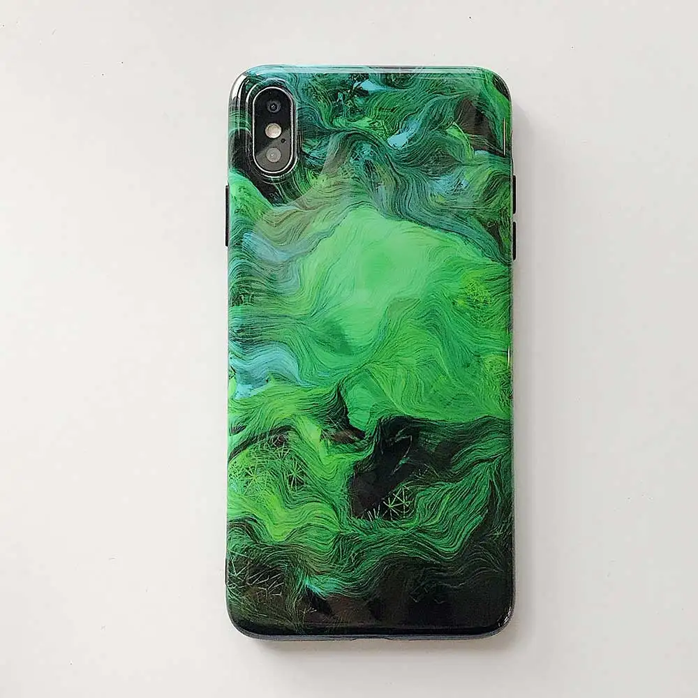 Мягкий чехол для телефона Boucho iphone 8plus XR XS MAX X Psychedelic зеленый 6 6S 7 8 Plus модный