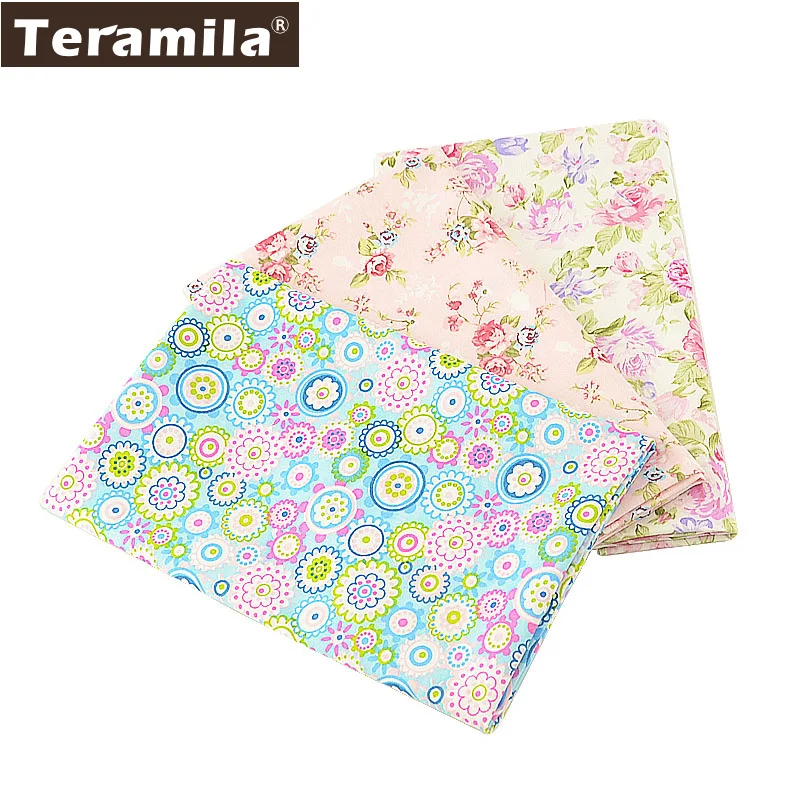 Teramila 3 шт./лот 40x50 см 100% хлопок ткань с цветком для шитья одежды постельные