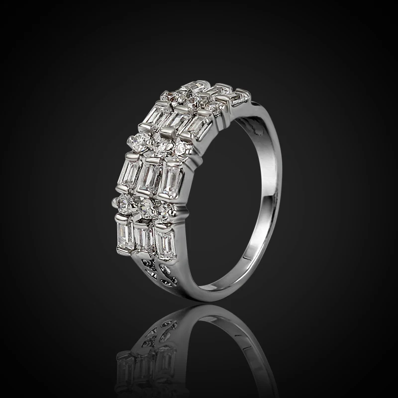 Женское винтажное обручальное кольцо 3 ряда CZ с кубическим цирконием Размер 8