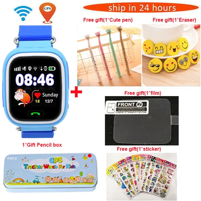 blue package 2 Из России gps Q90 сенсорный экран Wi-Fi позиционирование Смарт-часы Дети SOS Вызов Расположение Finder устройство анти-потеря монитор - Цвет: blue package 2